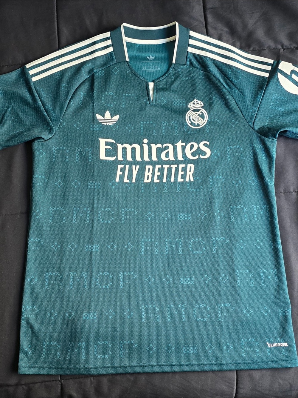 adidas Real Madrid Teal/White Men's Jersey - Emirates Fly Better